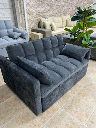Sofá cama gris 135cm + respaldo reclinable