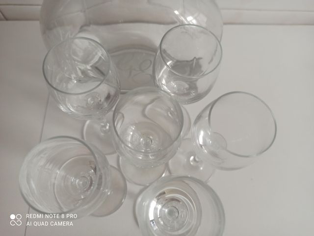 Juego copas y botella cristal