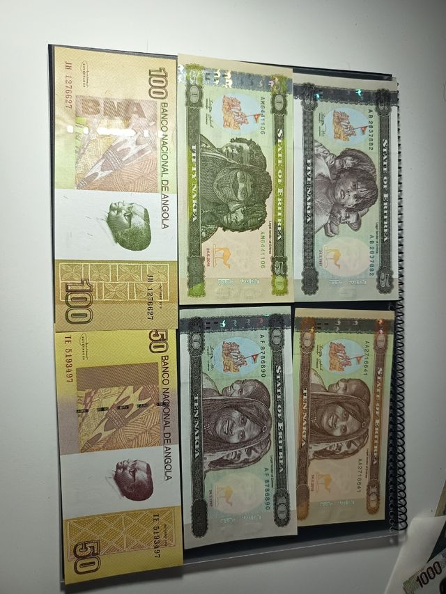 Billetes Angola & Eritrea (100, 50)