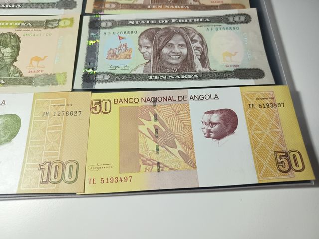 Billetes Angola & Eritrea (100, 50)