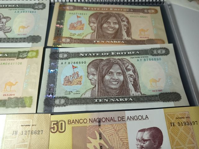 Billetes Angola & Eritrea (100, 50)