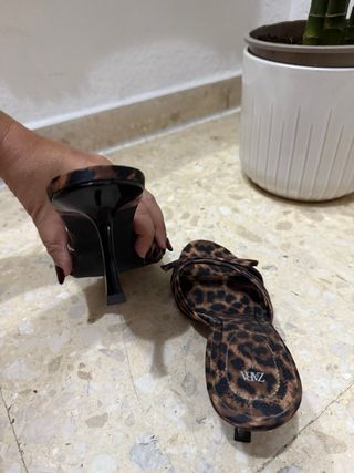 Sandalias tacón Zara - Marrón