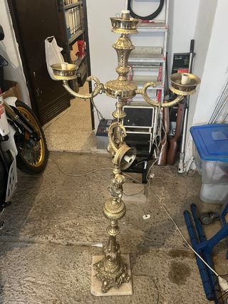 Lampara bronce con pie de marmol para resraurar
