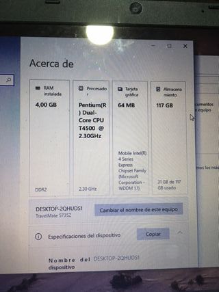 PORTATIL ACER RAPIDO CON SSD BATERIA NUEVA OFFICE