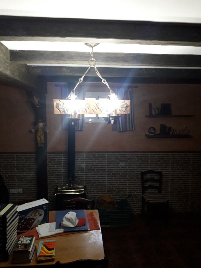 Lampara techo vintage madera metal