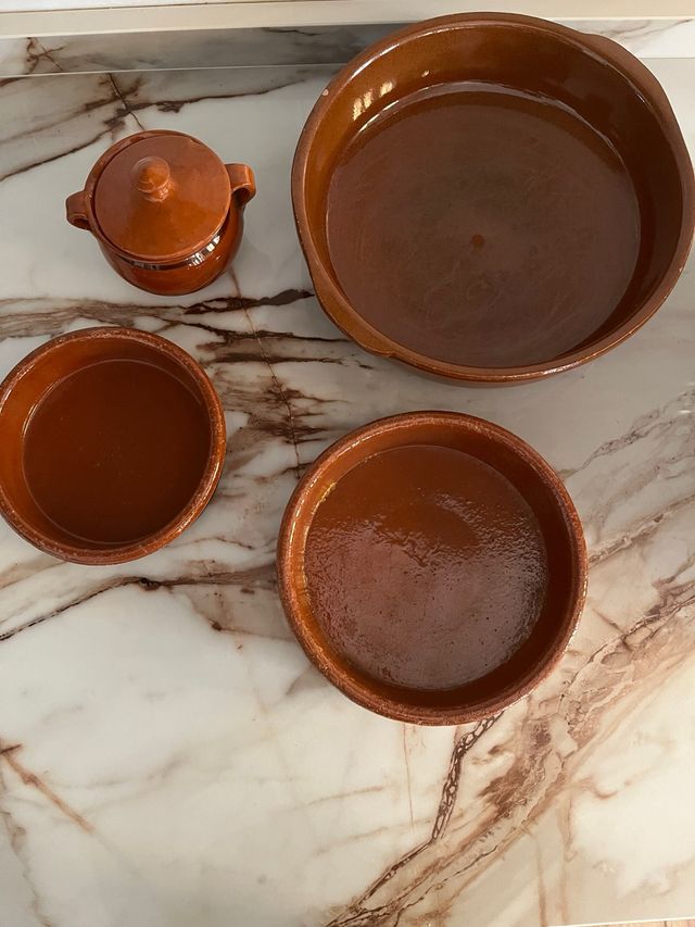 Lote 3 cazuelas + 1 tarro barro