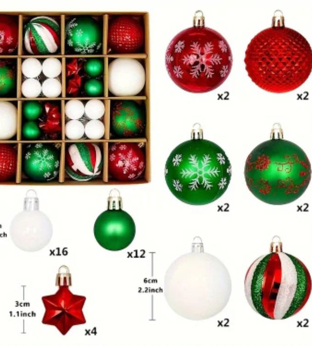 24 Bolas Navidad rojas y verdes