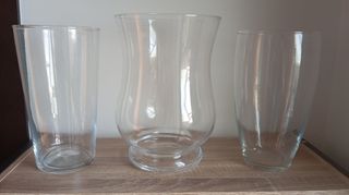 3 Jarrones de cristal transparentes