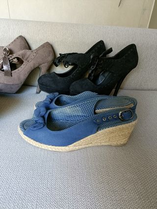 5 pares zapatos tacón mujer varios estilos