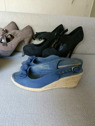 3 Pares zapatos tacón mujer varios estilos