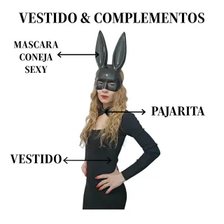 Disfraz Conejita Máscara Vestido Corto Adulto M