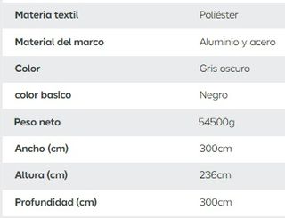 Pérgola aluminio 3x3 gris