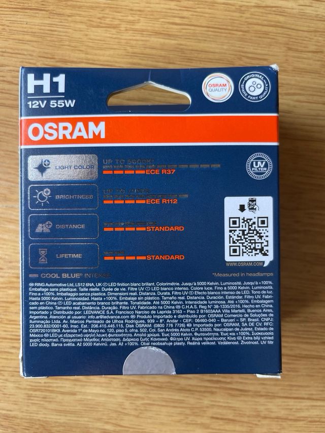 Nuevos Bombillas Osram H1 Cool Blue Intense x2