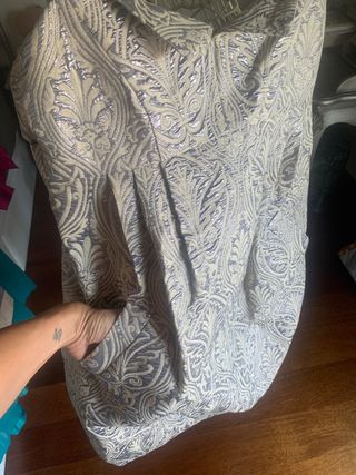 Vestido premamá beige y plata