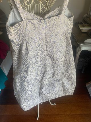 Vestido premamá beige y plata