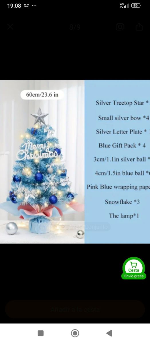 Mini árbol Navidad azul 60cm