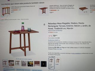 Mesa terraza madera maciza 73x50cm