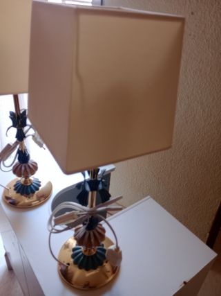 2 Lámparas mesilla vintage doradas