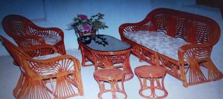 Conjunto mimbre - 2 sillones+mesa