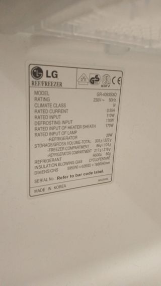 Nevera LG 1.90m - Envío incluido