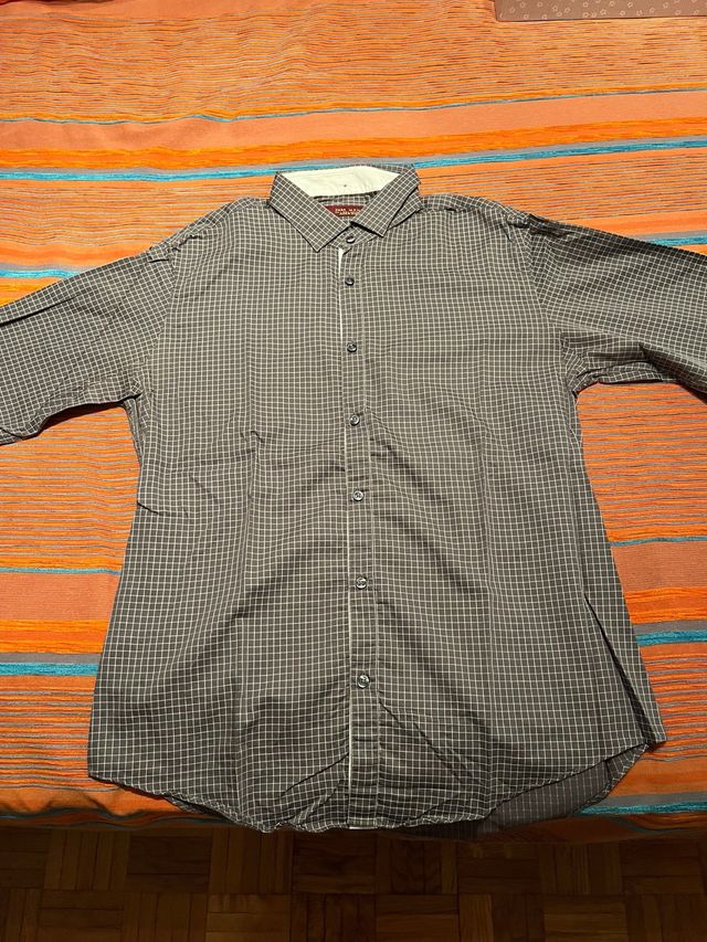 Camisa Zara Hombre - Cuadros Gris Oscuro