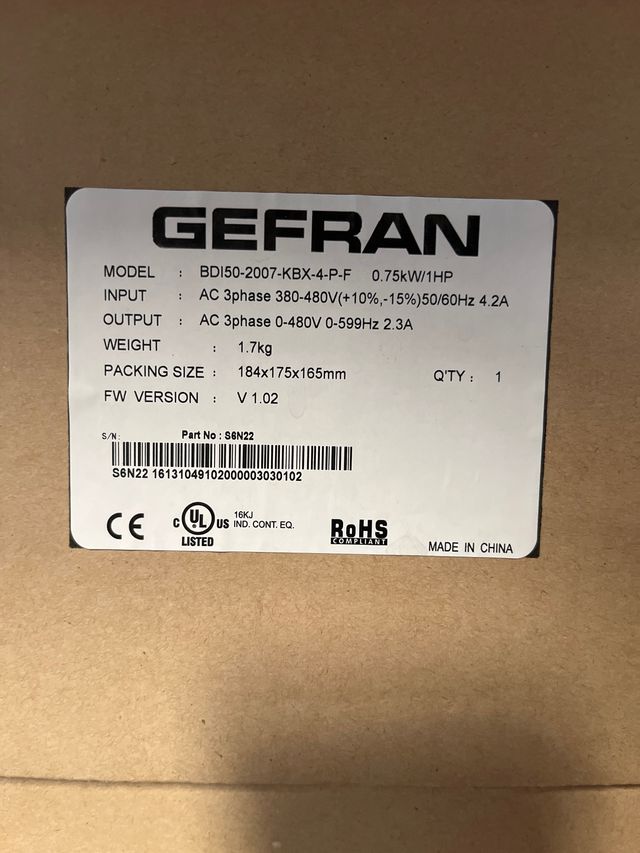 Variador frecuencia Gefran BD150