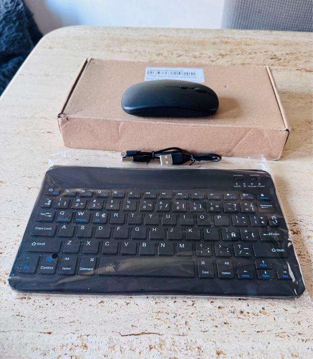 Teclado y ratón inalámbricos negros