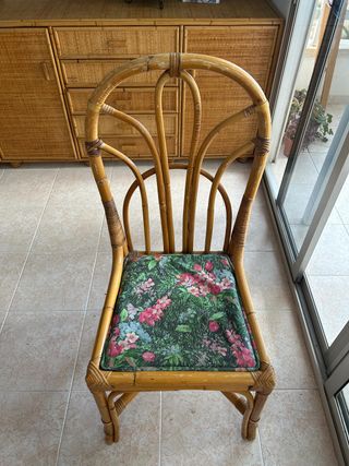 Mesa Comedor Bambú Cristal 6 Sillas