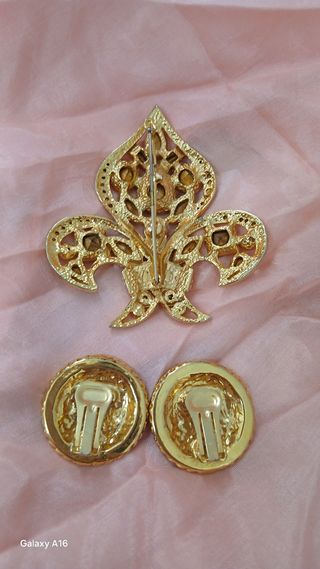 Lote Bisutería Vintage: Broche, Pendientes, Anillo