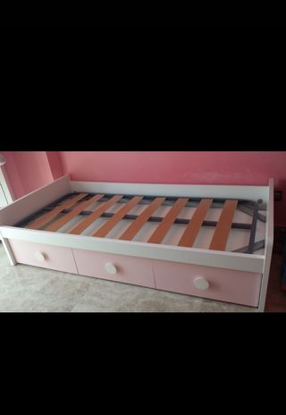 Cama infantil 90cm - 3 cajones rosa
