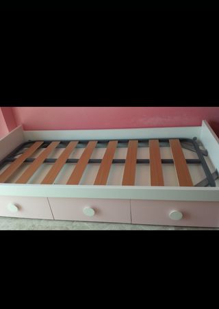 Cama infantil 90cm - 3 cajones rosa
