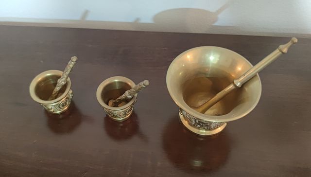 Juego 3 morteros bronce