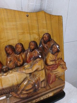 Cuadro Santa Cena antiguo Madera y otro material