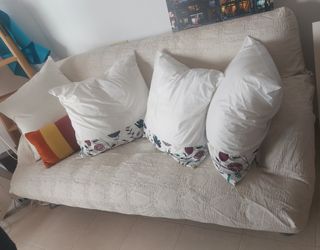 Sofá cama 135 cm blanco roto