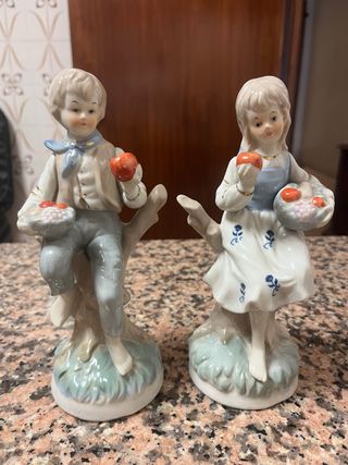 Niños con cestas - Figuras porcelana