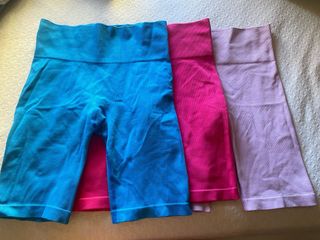 3 Mallas Ciclistas Primark - Azul, Rosa y Lila