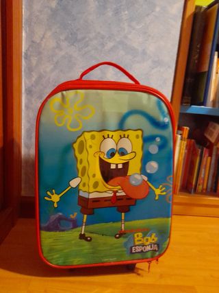 Maleta Bob Esponja niño - Azul y Roja