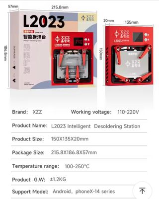 Estación desoldadura XZZ L2023 Reparación iPhone..