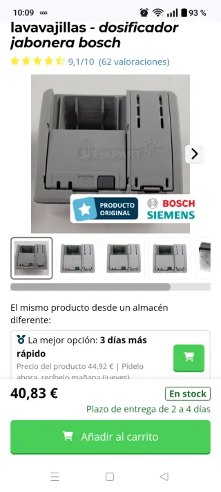 Dispensador de abrillantador y jabón lavavajillas.