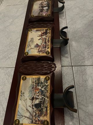 Perchero madera 3 ganchos - rústico