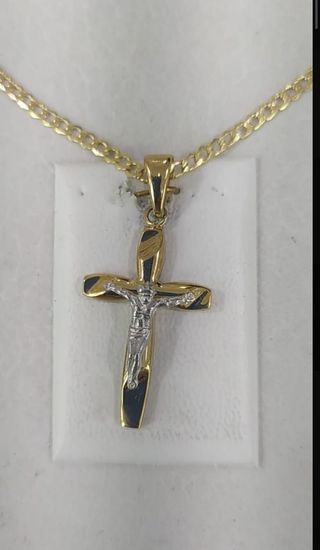 Cruz con Cristo en Oro macizo Bicolor de 18 ktes