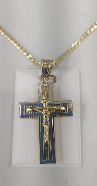 Cruz con Cristo en Oro macizo Bicolor de 18 ktes