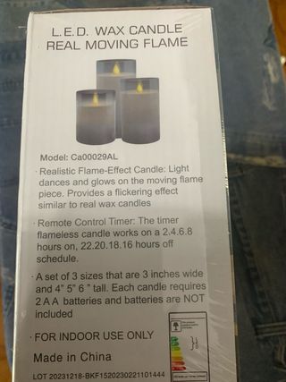 3 Candele LED effetto fiamma - Grigio