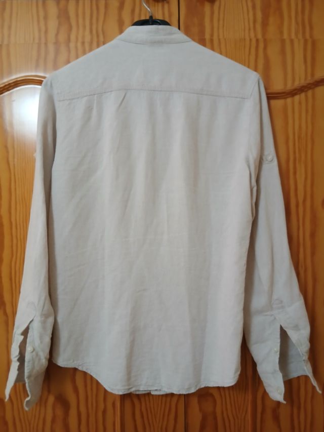 Camisa Bershka lino beige