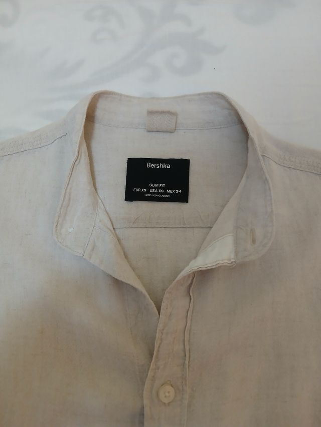 Camisa Bershka lino beige
