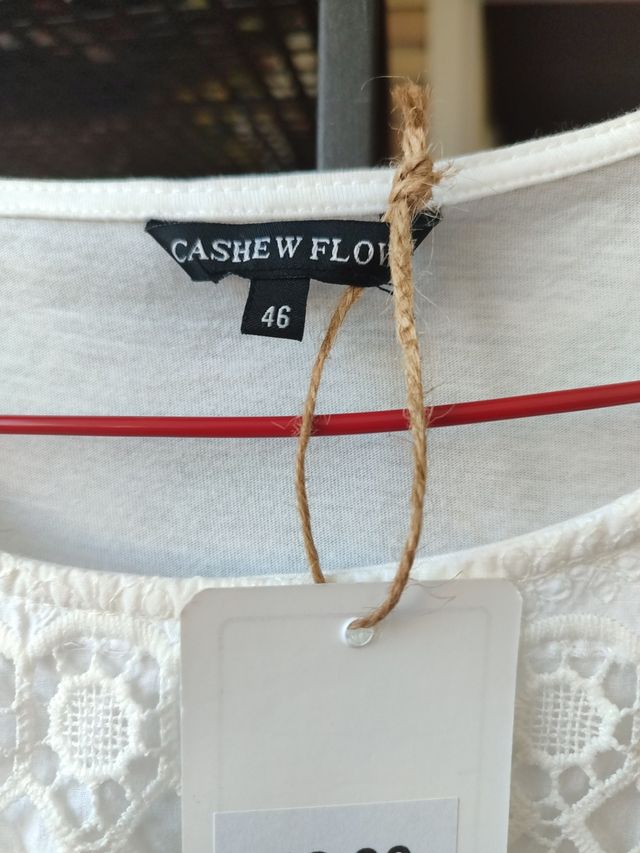 Camiseta blanca encaje - Talla L