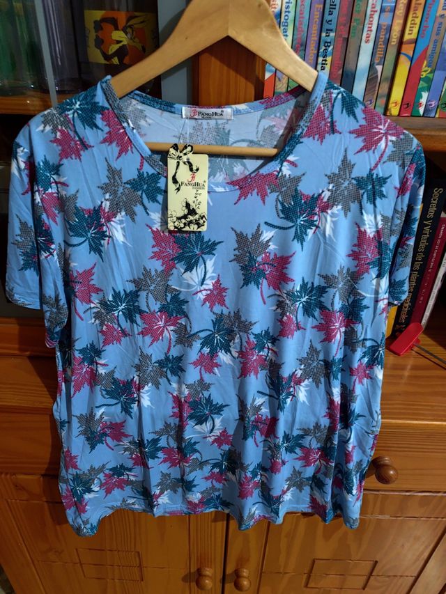 Camiseta estampada FangHua azul