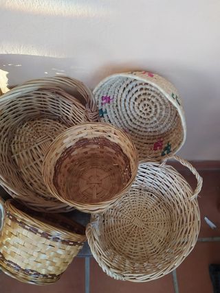 Cestos mimbre artesanales lote canastos cesta