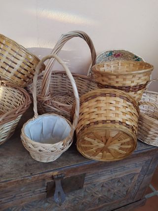 Cestos mimbre artesanales lote canastos cesta