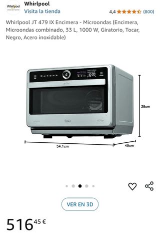 Microondas Whirlpool JT 479 IX 33L
